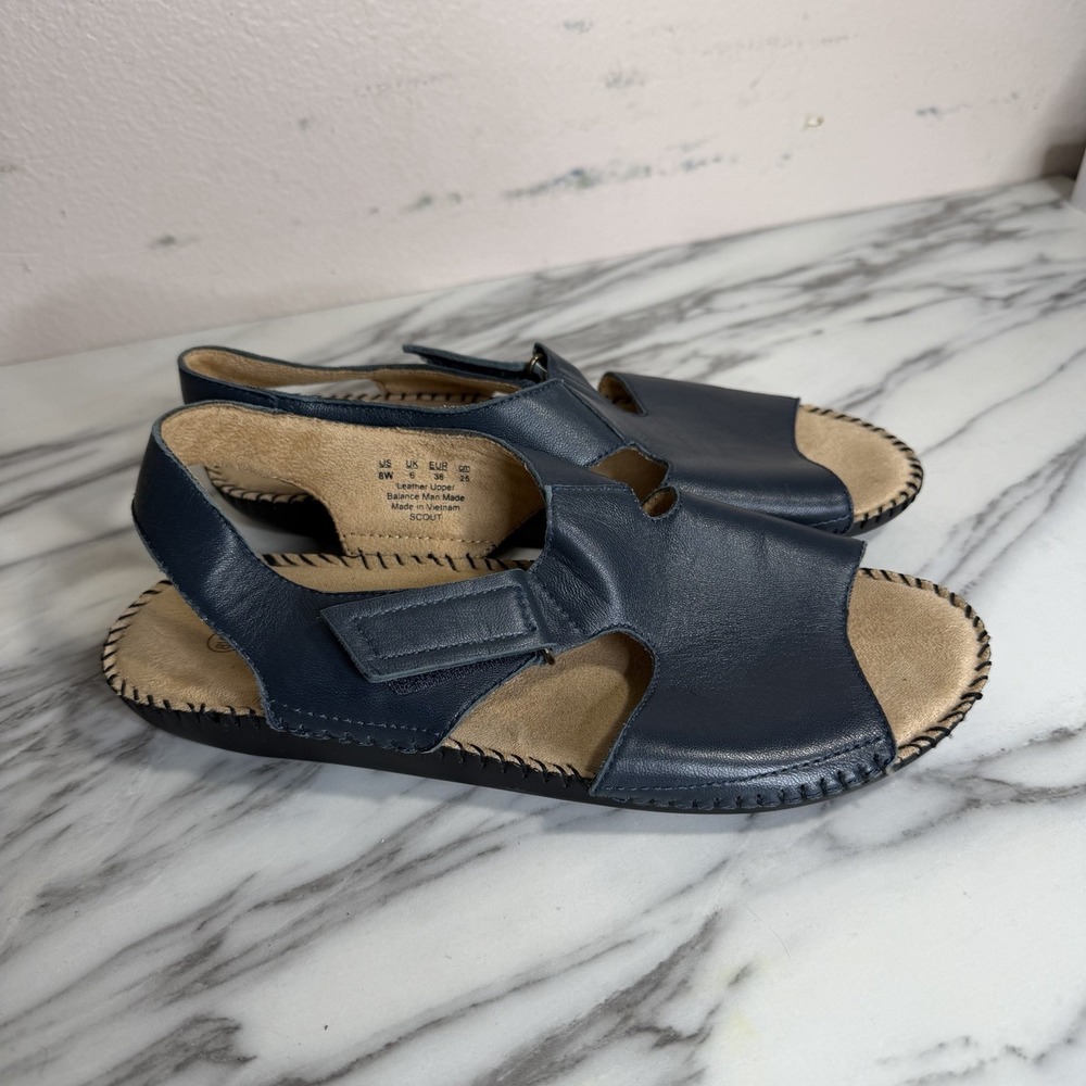 Naturalizer Scout Blue Leather Slingback Sandals Women's US 8W Comfort strappy
